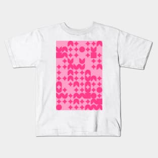 Girly Pinkish Geometric Pattern - Flowers & Stars #8 Kids T-Shirt